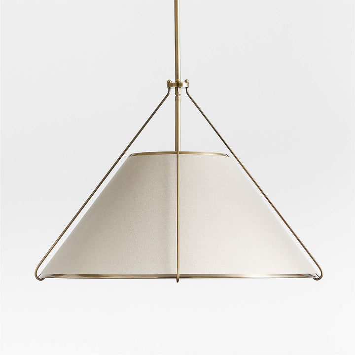 Linen Glow Brass Pendant Light - Modern Design with Burnished Brass Finish and Natural Linen Shade for Soft Lighting - Perfect for Living Room, Kitchen