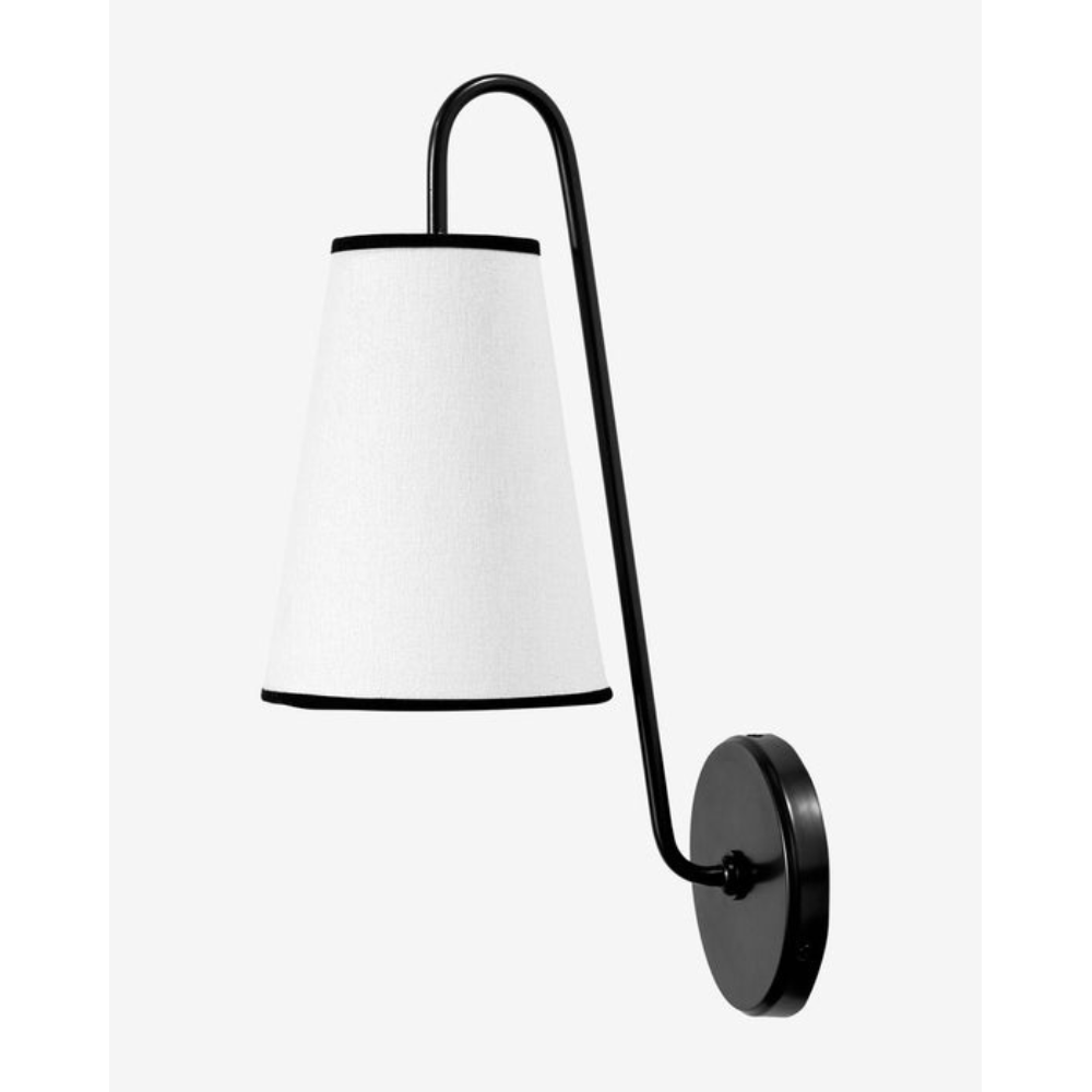 Elegant Design Minimalist Sconce with Linen Shade - Damp Rated in Brass or Plated Steel, Ideal for Bedroom and Modern Living Room Fixtures