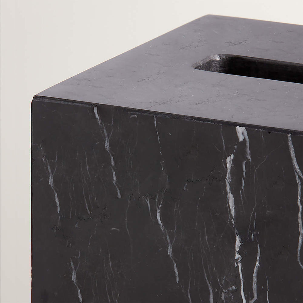 Handcrafted Black Marquina Marble Bath Accessories - Unique and Chic Bathroom Supplies for Elegant Decor