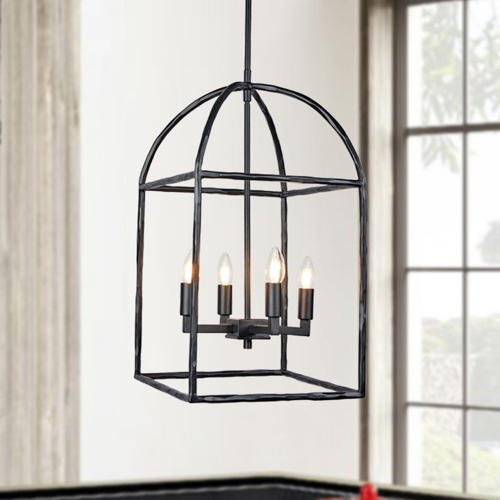 Modern Industrial Forged-Iron Pendant Light - Adjustable Height Hanging Light Fixtures, Suitable for Dining Room And Living Room