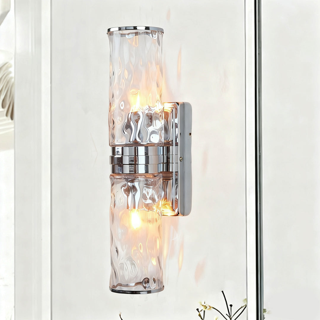 Hammered Clear Glass Shades Candelabra Sconce - Elegant Wall Sconces with Rich Finishes, Suitable for the Bathroom as Lighting for Your Makeup