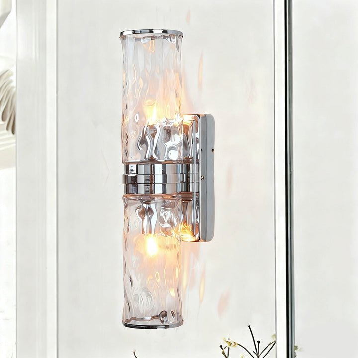 Hammered Clear Glass Shades Candelabra Sconce - Elegant Wall Sconces with Rich Finishes, Suitable for the Bathroom as Lighting for Your Makeup