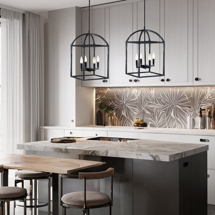 Modern Industrial Forged-Iron Pendant Light - Adjustable Height Hanging Light Fixtures, Suitable for Dining Room And Living Room