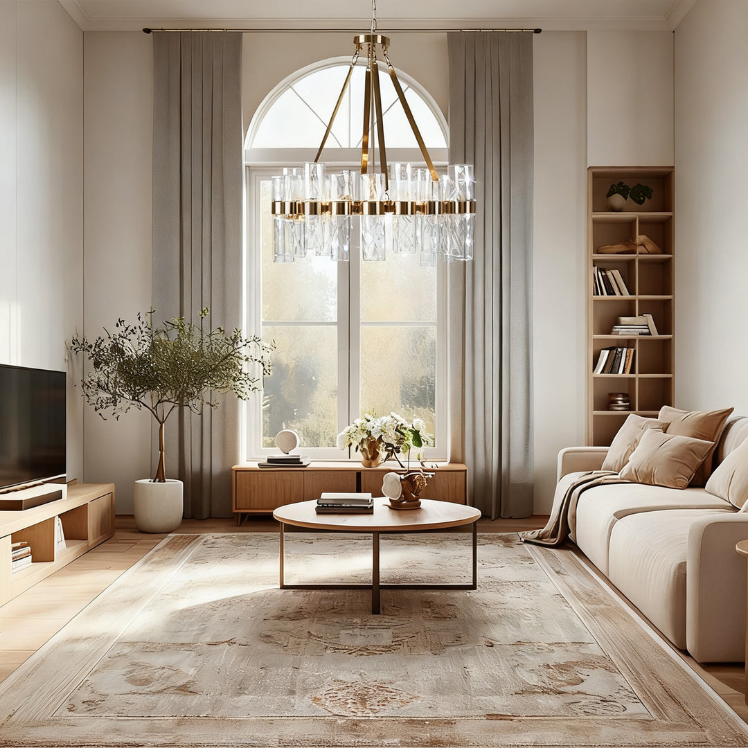 Penni Recycled Glass Chandelier - Elegant Art Deco Lighting Fixture - Perfect for Living Room Chandelier and Hanging Light Fixture