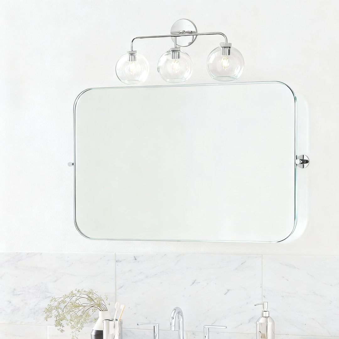 Blown Glass Steel Frame Triple Sconce Collection - Stylish Glass Sconce Options, Bathroom Sconces