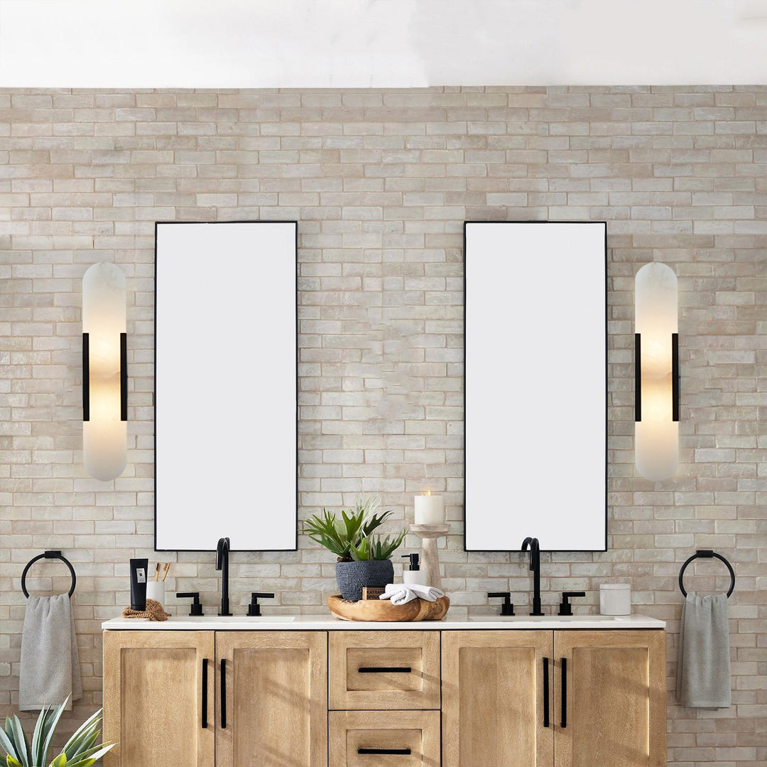 Alabaster Elegance Backplate Sconce - Elegant Alabaster Design with Stunning Finishes - Perfect for Bathroom Sconce