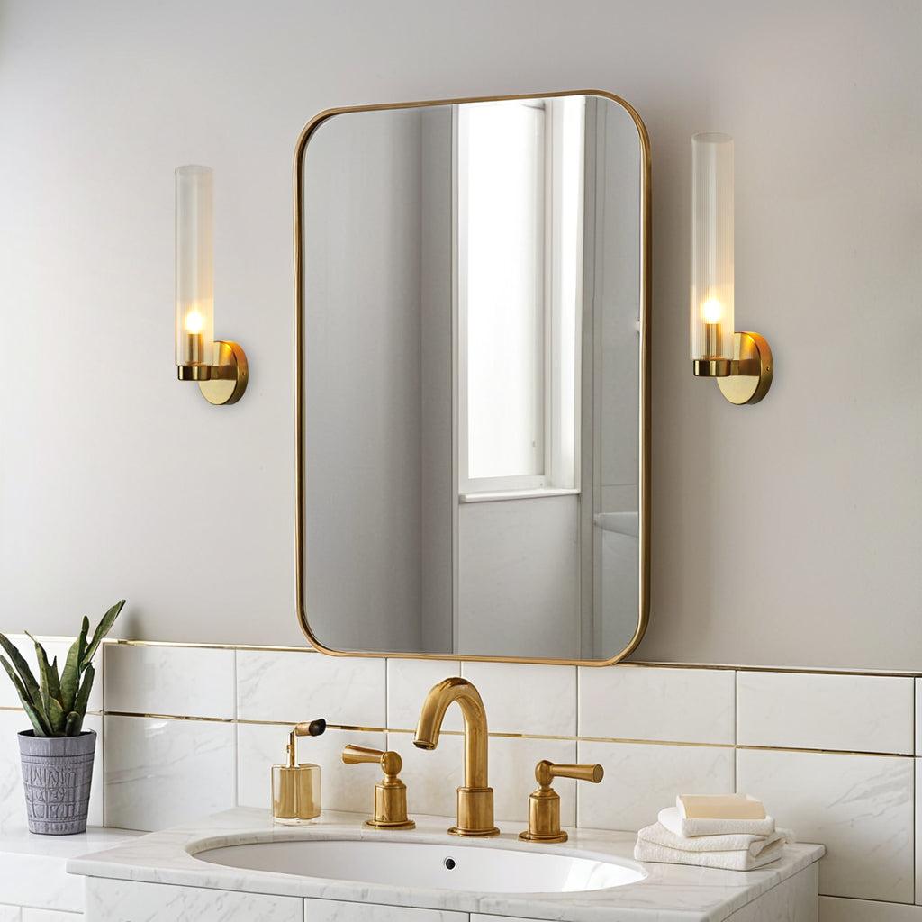 Radiant Fluted Glow Sconce - Elegant Bathroom Wall Lights with Fluted Glass Shade, Suitable for Your Makeup Lighting Mirror in the Bathroom