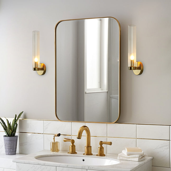 Radiant Fluted Glow Sconce - Elegant Bathroom Wall Lights with Fluted Glass Shade, Suitable for Your Makeup Lighting Mirror in the Bathroom