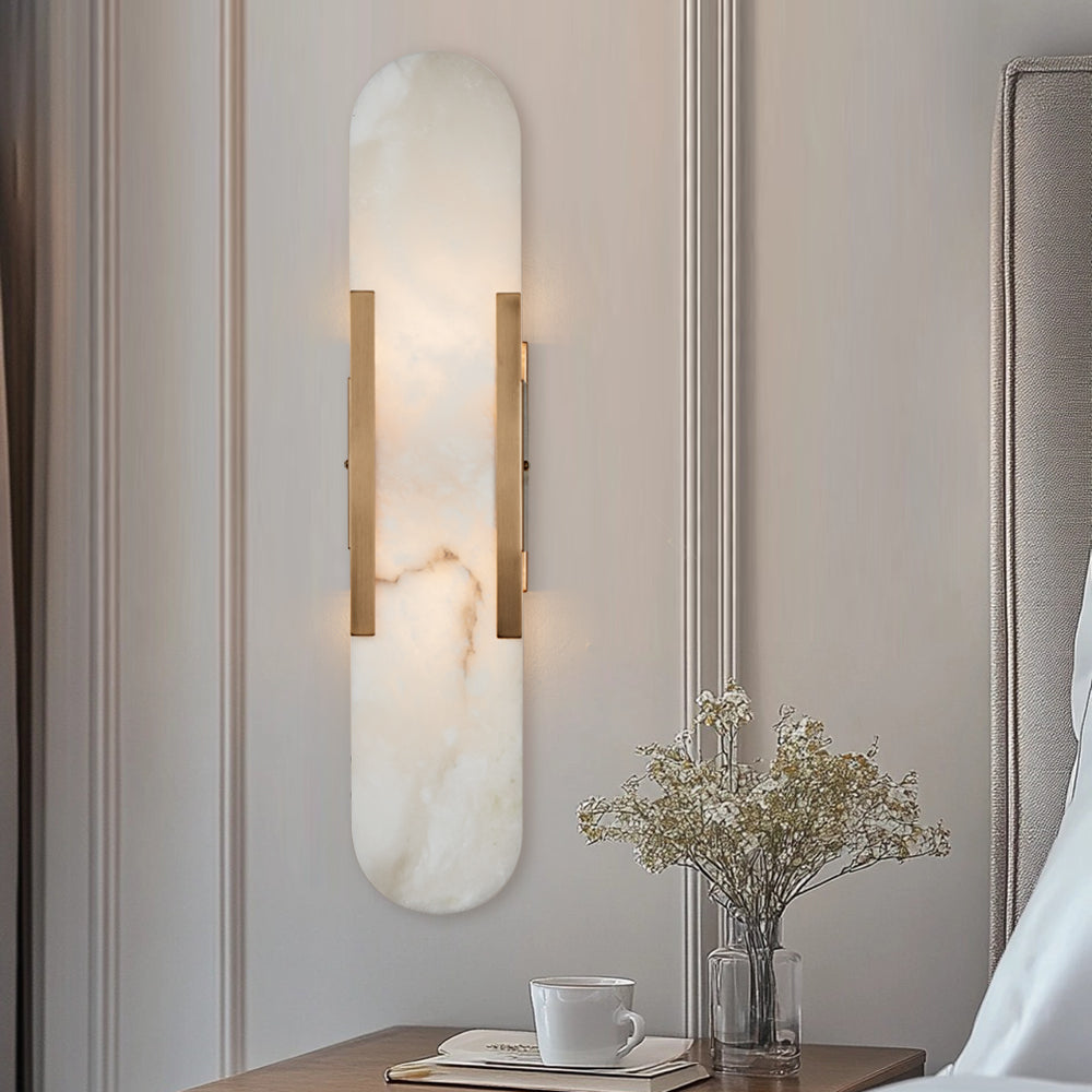 Alabaster Elegance Backplate Sconce - Elegant Alabaster Design with Stunning Finishes - Perfect for Bathroom Sconce