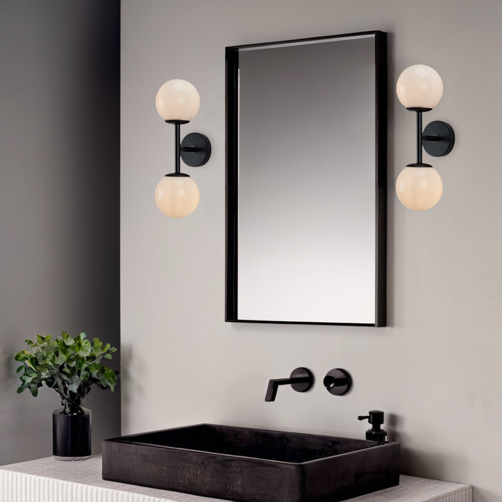 Fiberglass Glow Double Wall Sconce: Cast Fiberglass with White Textured Finish and Pewter/Gold Accents for Kitchen, Bathroom, Outdoor