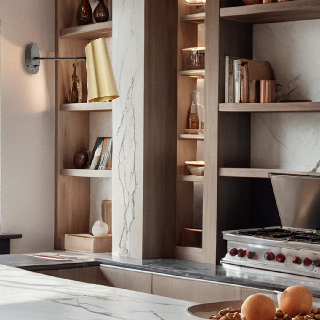 Metal Medium Streamline Glow Sconce - Articulating Brass Wall Lights for Living Room