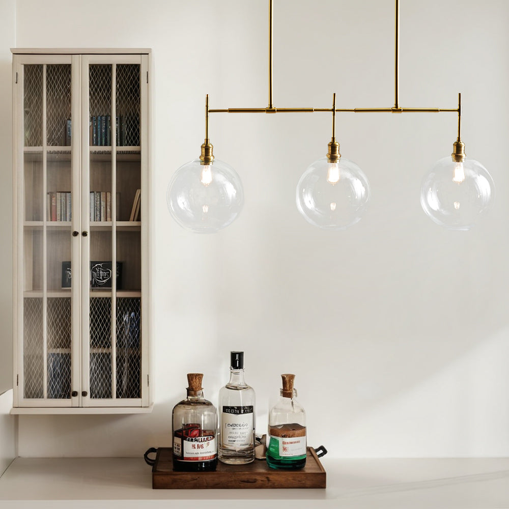 Modern Glam Linear Globe Chandelier - Stylish Two-Toned Light Fixture for Dining Room