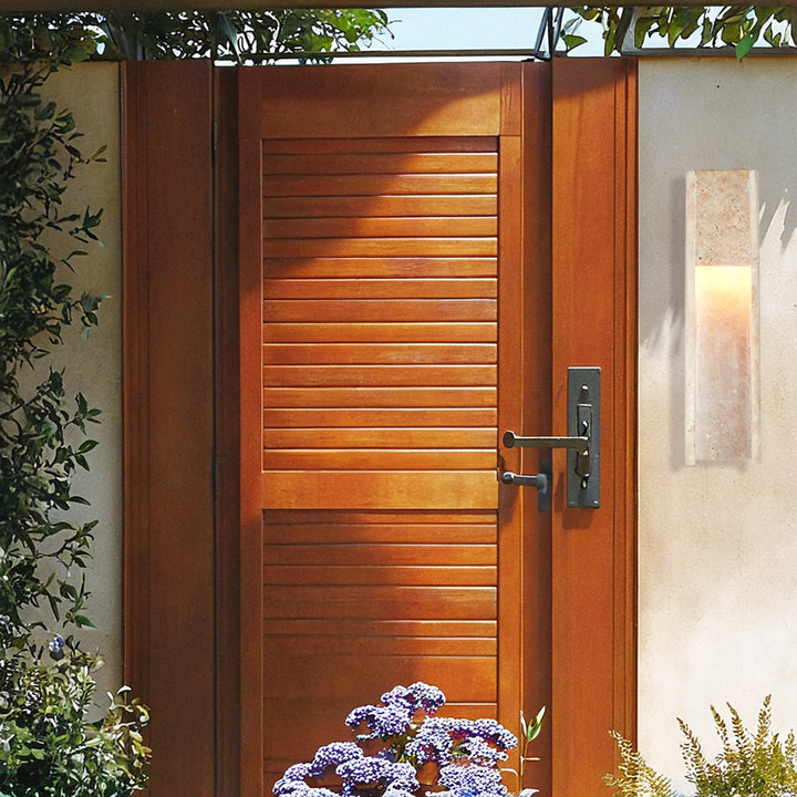 Travertine Polished Stainless Steel Canopy Indoor/Outdoor Sconce - Elegant Industrial Wall Lighting