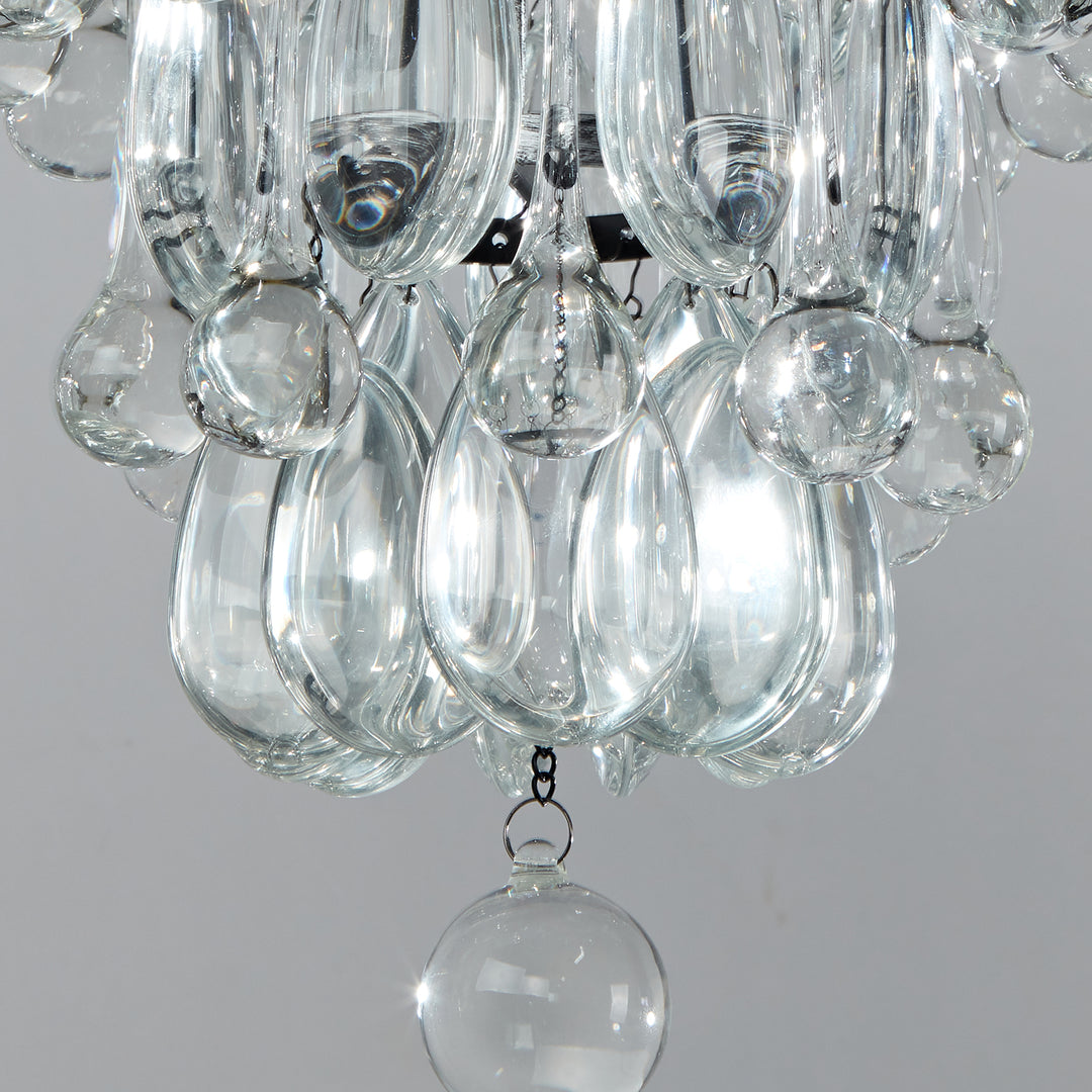 Vintage Crystal Raindrop Elegance Chandelier - Faceted-Glass Crystals and Rain Drops Display for Dining Room and Living Room Lighting