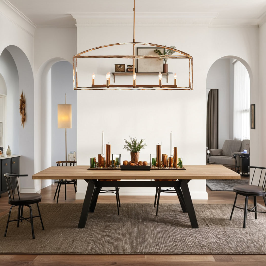 ForgeCurve Dining Chandelier - Modern Hand-Forged Chandelier with Organic Curves Suitable for Dining Room And Living Room