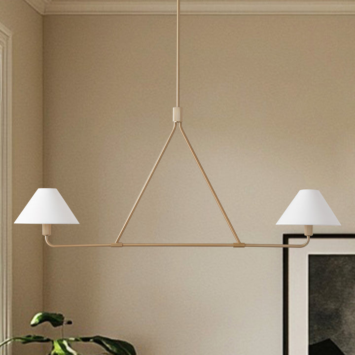 Minimalist Elegance Architectural 2-Light Tapered Pendant: Angular and Minimalist Design for Dining, Bedroom, and Living Room Illumination