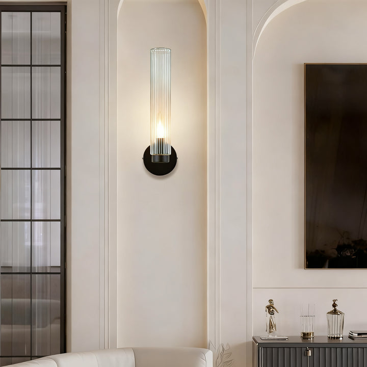 Radiant Fluted Glow Sconce - Elegant Bathroom Wall Lights with Fluted Glass Shade, Suitable for Your Makeup Lighting Mirror in the Bathroom