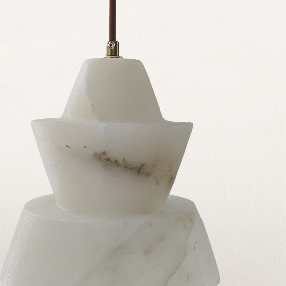 Alabaster Double Layer Marble Pendant - Elegant Hanging Pendant Light for Stylish Bedroom Decor and Warm Ambient Lighting