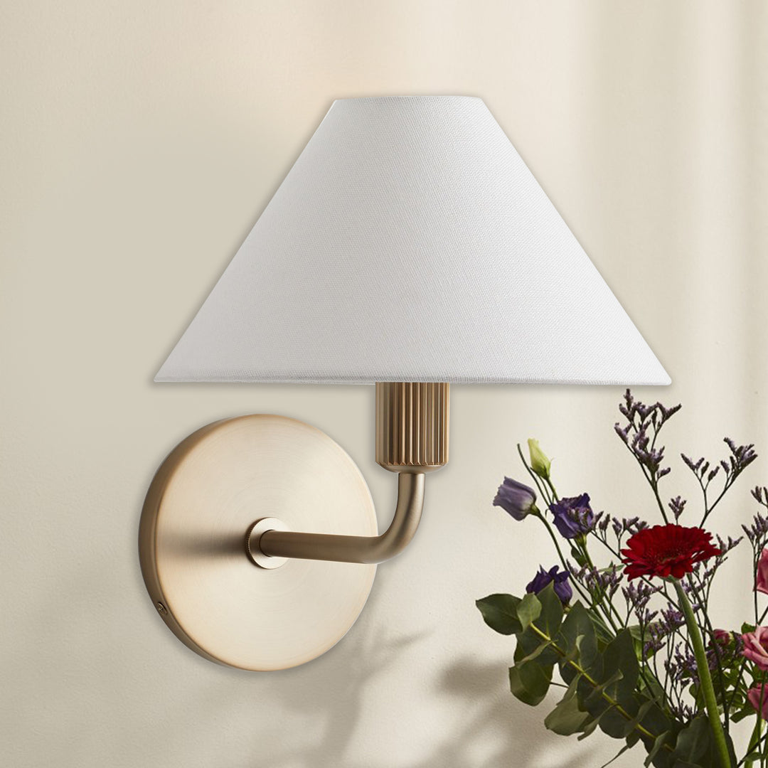 Elegant Linen Glow Sconce - Architectural Design Tapered Shade Wall Sconce for Bedroom and Living Room - A Statement Piece of Elegance and Sophistication