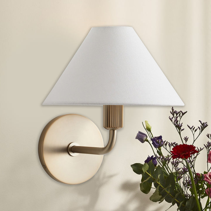 Elegant Linen Glow Sconce - Architectural Design Tapered Shade Wall Sconce for Bedroom and Living Room - A Statement Piece of Elegance and Sophistication