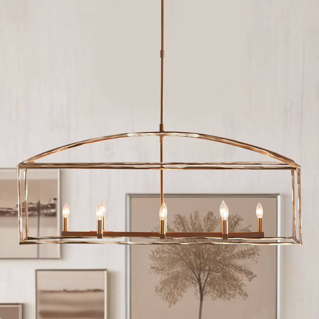 ForgeCurve Dining Chandelier - Modern Hand-Forged Chandelier with Organic Curves Suitable for Dining Room And Living Room