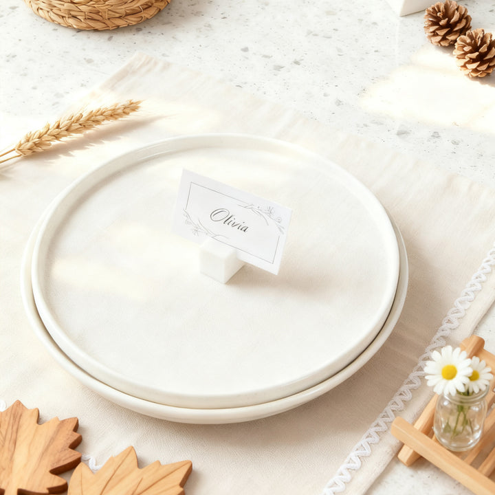 Handcrafted Set of 4 Elegant Polished White Marble Place Card Holders,Place Card Holders,wooden place card holders