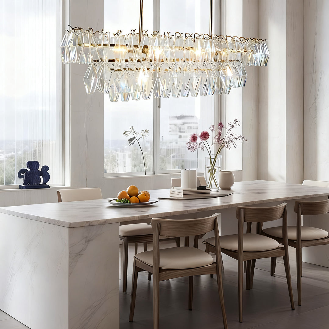 Timeless Elegance Fluted Crystal Chandelier with Luxe Metallic Finish,Fluted crystal effect ,dining room light fitting