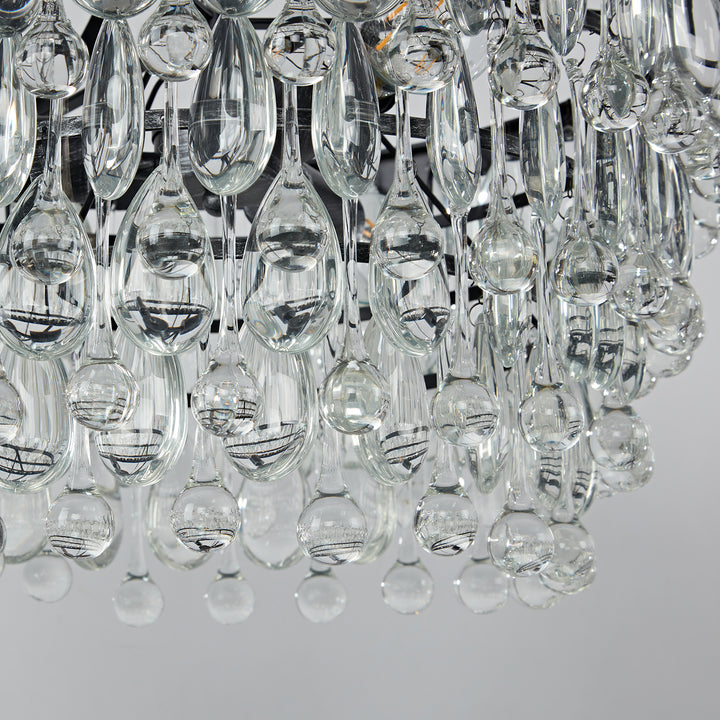 Vintage Crystal Raindrop Elegance Chandelier - Faceted-Glass Crystals and Rain Drops Display for Dining Room and Living Room Lighting