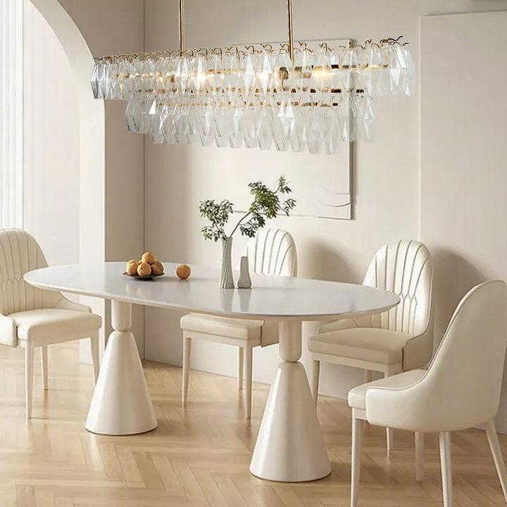 Timeless Elegance Fluted Crystal Chandelier with Luxe Metallic Finish,Fluted crystal effect ,dining room light fitting