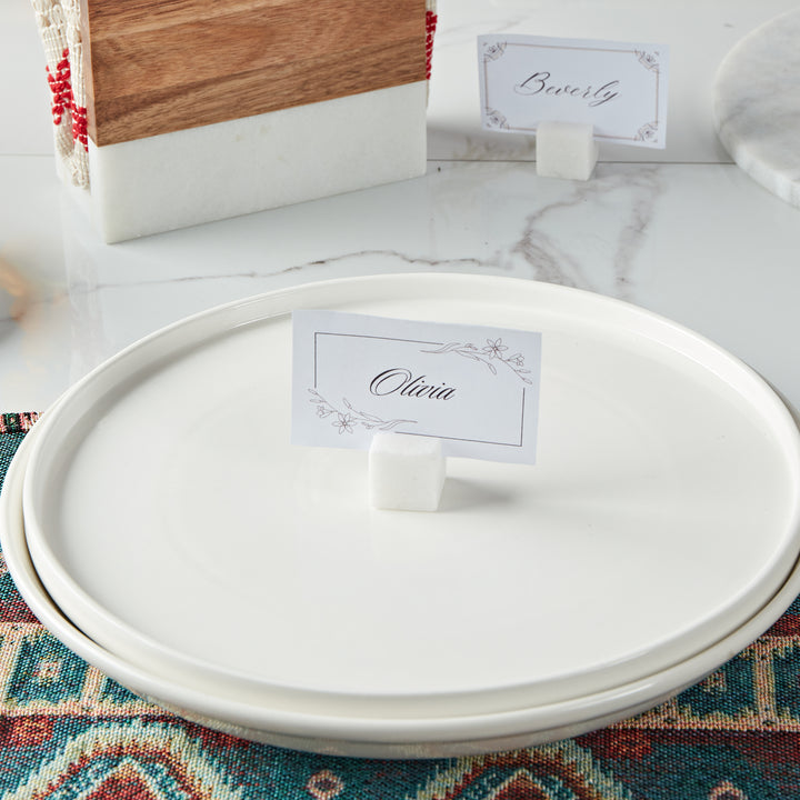 Handcrafted Set of 4 Elegant Polished White Marble Place Card Holders,Place Card Holders,wooden place card holders