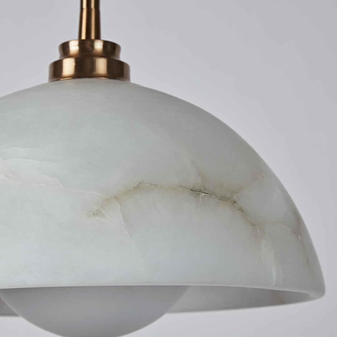 Elegant Alabaster Refinement Pendant - Natural Alabaster with Steel and Tumbled Brass - Ideal Hanging Light Fixture for Bedroom, Perfect Pendant Light for All Your Bedroom Needs