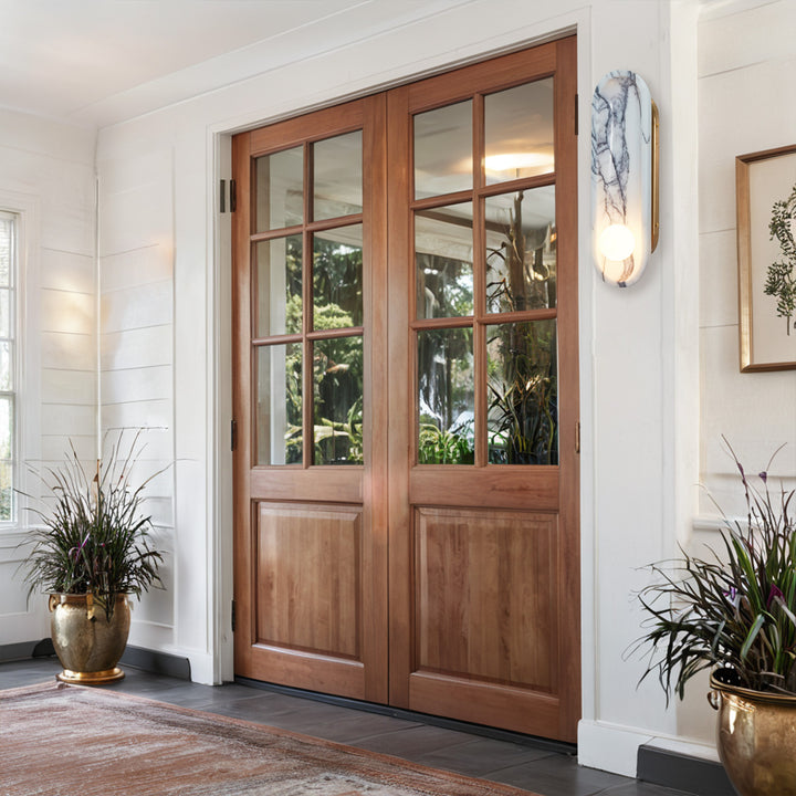 Roxane White Marble Wall Sconce - Elegant Roxane sconce Design with Stunning Finishes - Perfect for Bathroom Sconce and Kitchen Sconce