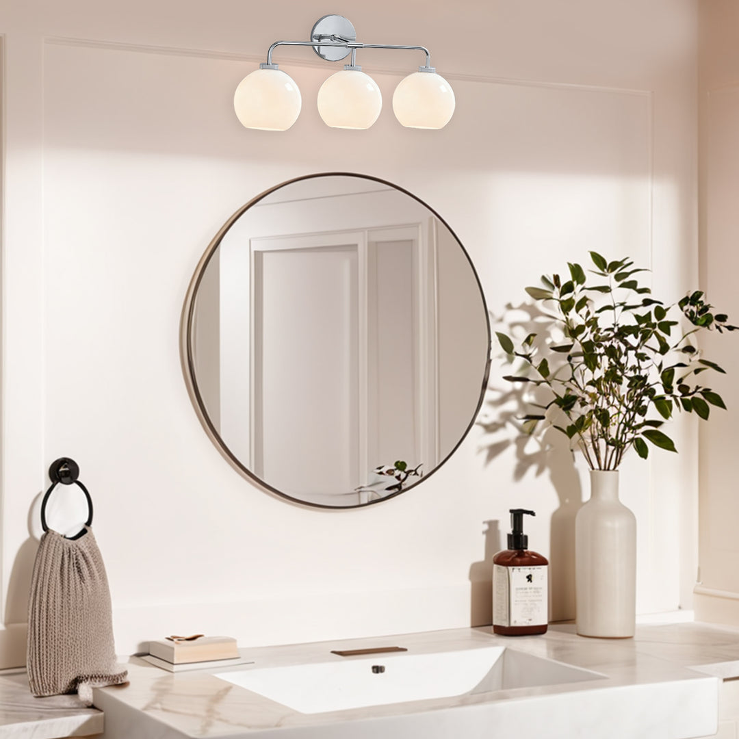 Blown Glass Steel Frame Triple Sconce Collection - Stylish Glass Sconce Options, Bathroom Sconces