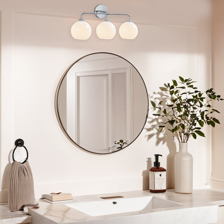 Blown Glass Steel Frame Triple Sconce Collection - Stylish Glass Sconce Options, Bathroom Sconces