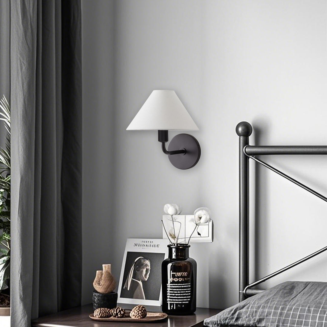 Elegant Linen Glow Sconce - Architectural Design Tapered Shade Wall Sconce for Bedroom and Living Room - A Statement Piece of Elegance and Sophistication