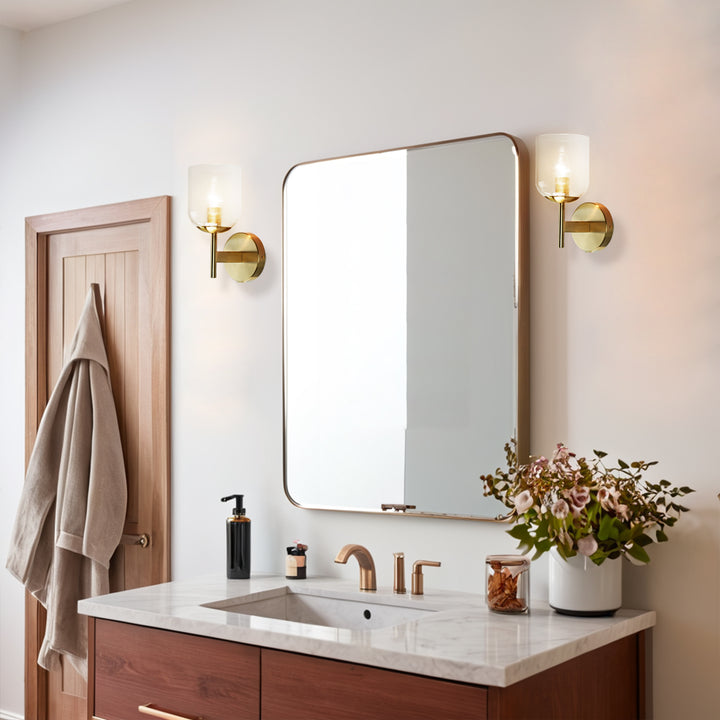 Antique Bronze Bell-Shaped Wall Sconce with Ribbed Glass Shade for Indoor Lighting