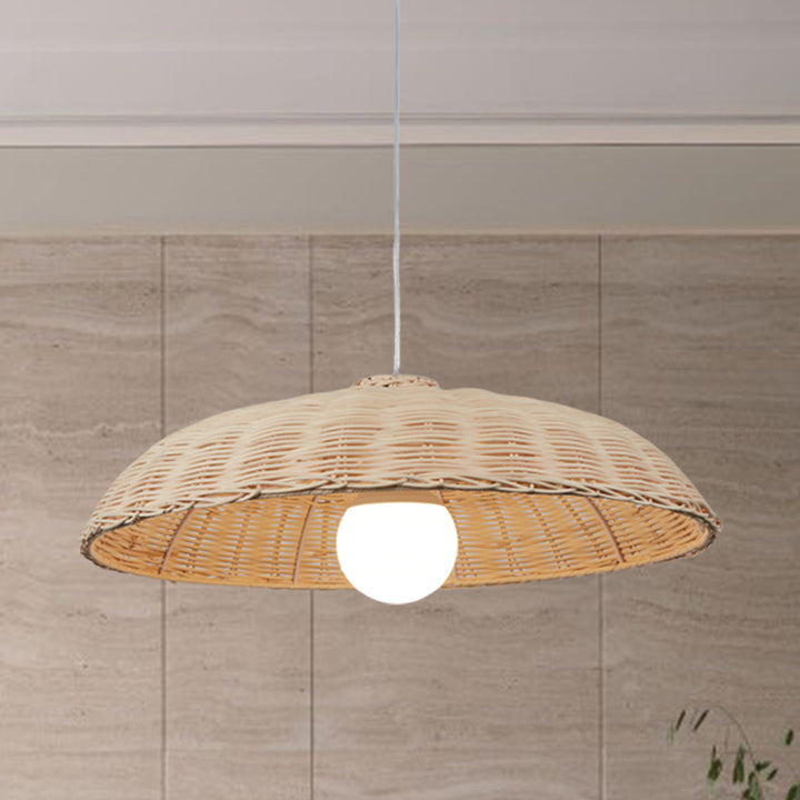 Traditional Materials Pendant Lighting with Natural Rattan and Woven Paper Shade in Antique Brass,Pendant Lights for Living Room, Hanging Lights for Bedroom