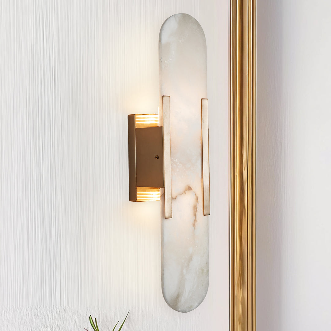 Alabaster Elegance Backplate Sconce - Elegant Alabaster Design with Stunning Finishes - Perfect for Bathroom Sconce