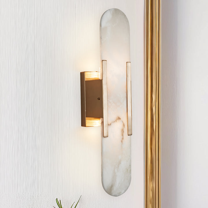 Alabaster Elegance Backplate Sconce - Elegant Alabaster Design with Stunning Finishes - Perfect for Bathroom Sconce