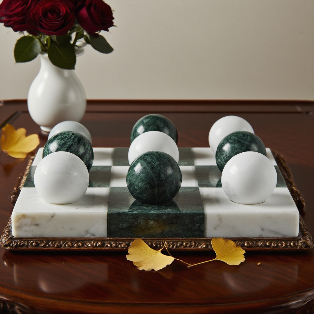 Green Marble Tic Tac Toe Board