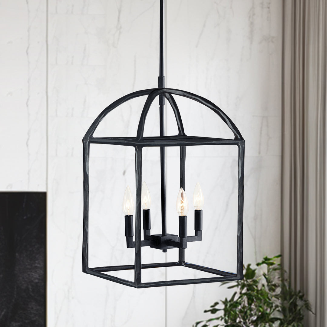 Modern Industrial Forged-Iron Pendant Light - Adjustable Height Hanging Light Fixtures, Suitable for Dining Room And Living Room