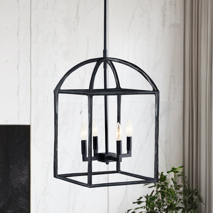 Modern Industrial Forged-Iron Pendant Light - Adjustable Height Hanging Light Fixtures, Suitable for Dining Room And Living Room