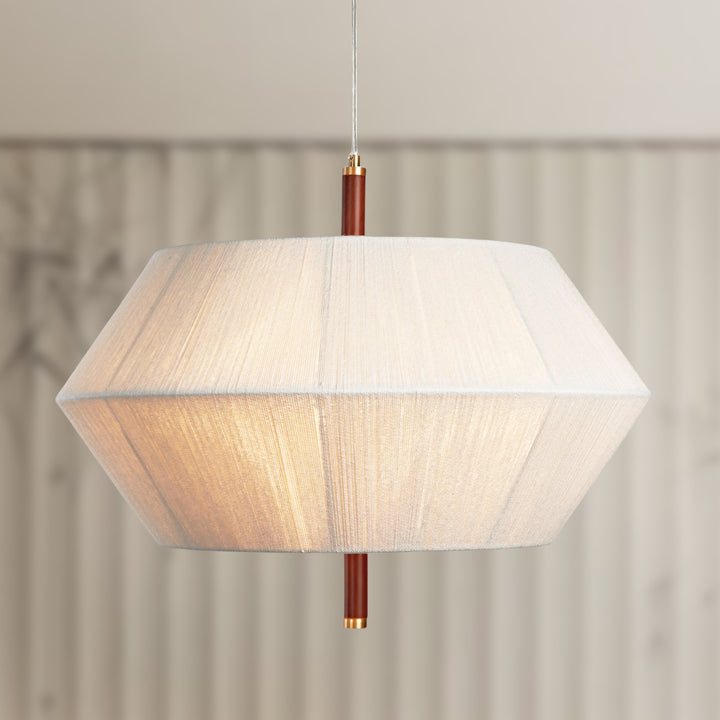 Contemporary Boho Oak Natural Cotton Weaved Pendant Light - Stylish White Oak with Cotton Rope Shade for Dining Room