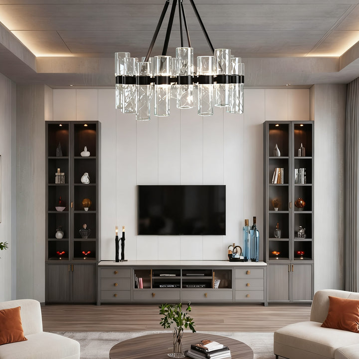 Penni Recycled Glass Chandelier - Elegant Art Deco Lighting Fixture - Perfect for Living Room Chandelier and Hanging Light Fixture