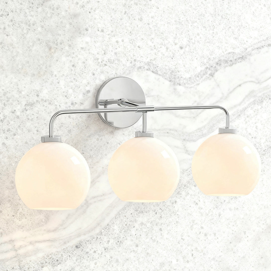 Blown Glass Steel Frame Triple Sconce Collection - Stylish Glass Sconce Options, Bathroom Sconces