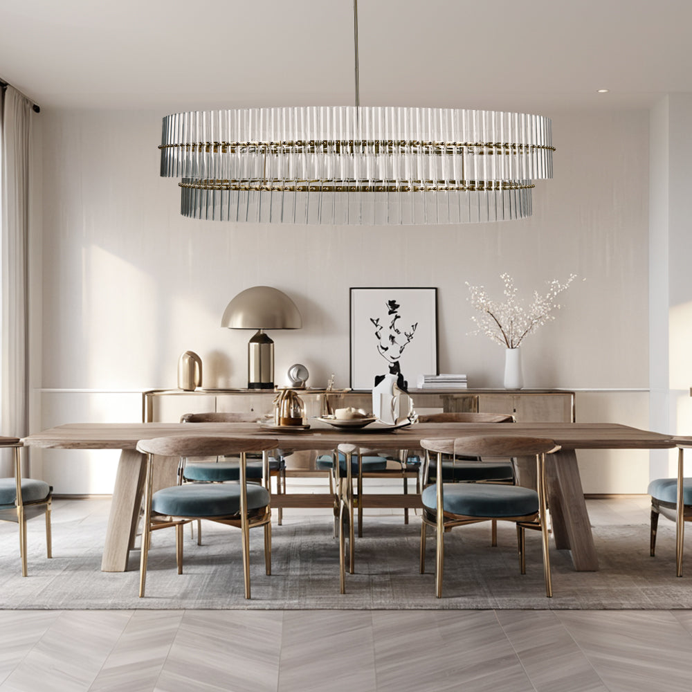 Mallory Crystal elegant retro brass round chandelier pure crystal created for living room, kitchen