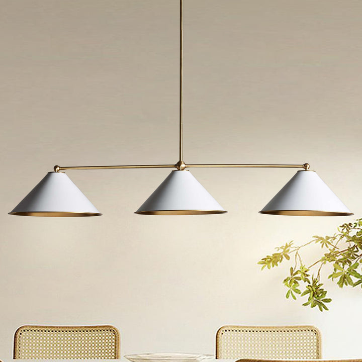 Adjustable 3-Light Chandelier - Brass and Iron Fixture for Dining Area Lighting