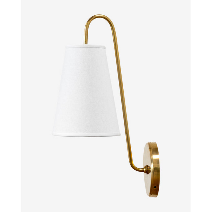 Elegant Design Minimalist Sconce with Linen Shade - Damp Rated in Brass or Plated Steel, Ideal for Bedroom and Modern Living Room Fixtures