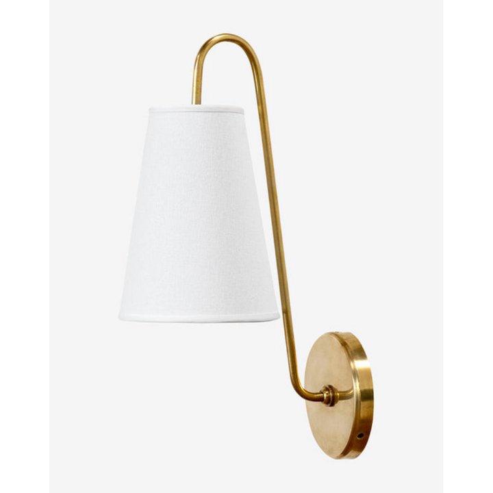 Elegant Design Minimalist Sconce with Linen Shade - Damp Rated in Brass or Plated Steel, Ideal for Bedroom and Modern Living Room Fixtures