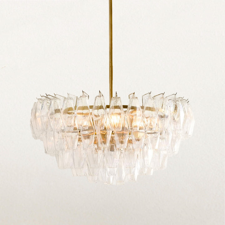 Crystal Elegance Chandelier with Fluted Accents ,Solid crystal design ,dining area light fixtures